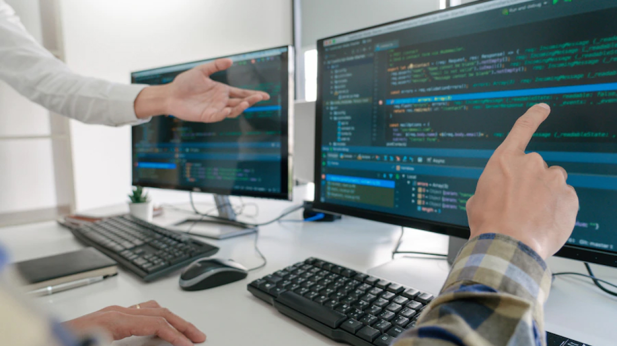 Developers Coding at the Pink Tech Office